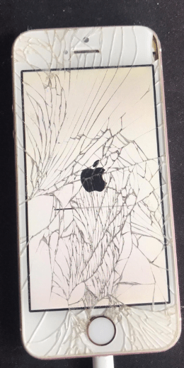 Cracked iPhone awaiting repairs