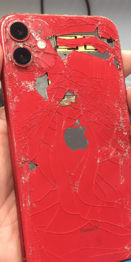 Cracked iPhone awaiting repairs