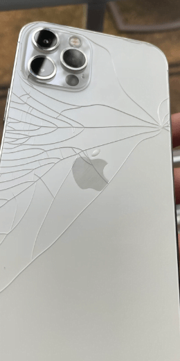 Cracked iPhone awaiting repairs
