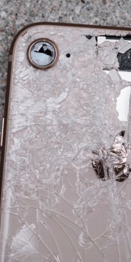 Cracked iPhone awaiting repairs